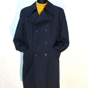 Herren Vintage Marineblau Oversized Regenmantel Minimalist Duster Trenchcoat Größe 54 von Schneiders