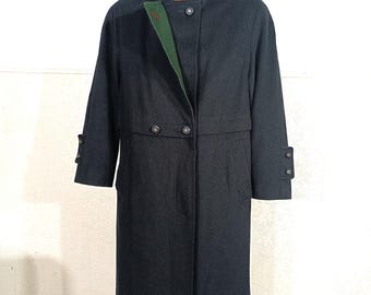 70s オーストリア製 ビンテージ ウール アルパカ シングル トレンチ コート ヴィンテージアルパカローデンコート：90年代ネイビーブルーウール