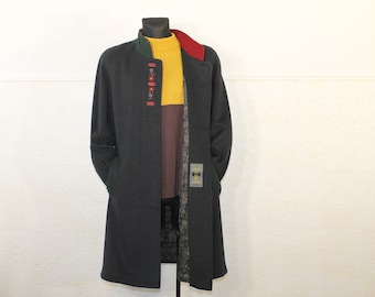 Manteau en alpaga, manteau Nehru, manteau en cachemire, alpaga Loden, femmes manteau en laine vintage, pardessus en laine, manteau noir, manteau d'hiver, manteau Trachten grand