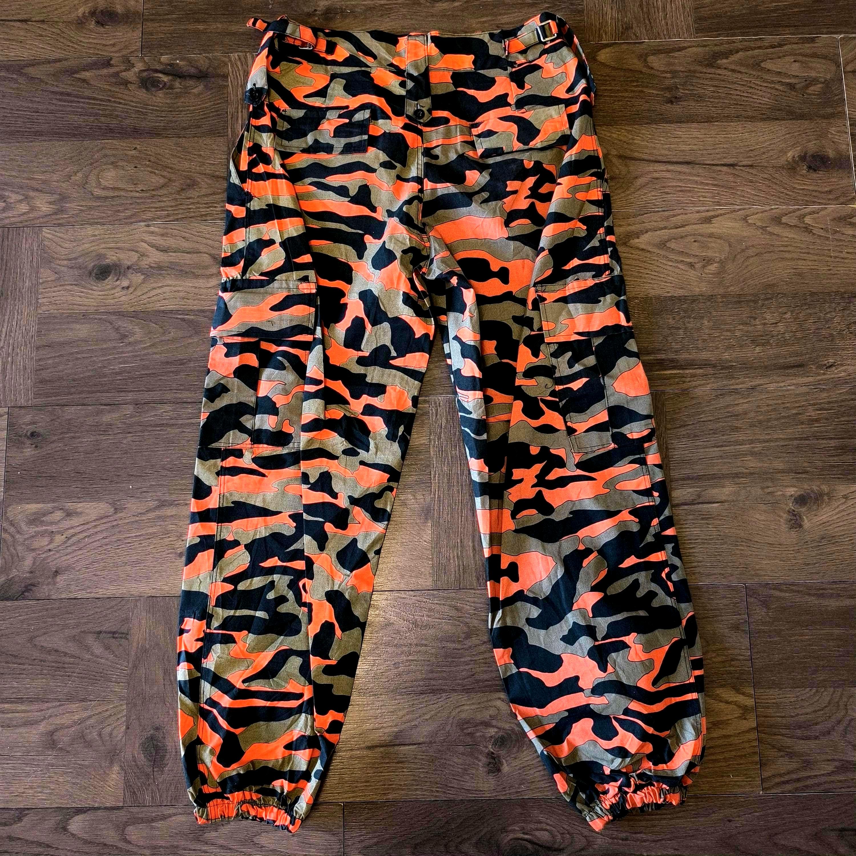 Orange Camo Pants: High-waist Baggy Joggers for Men, Casual 