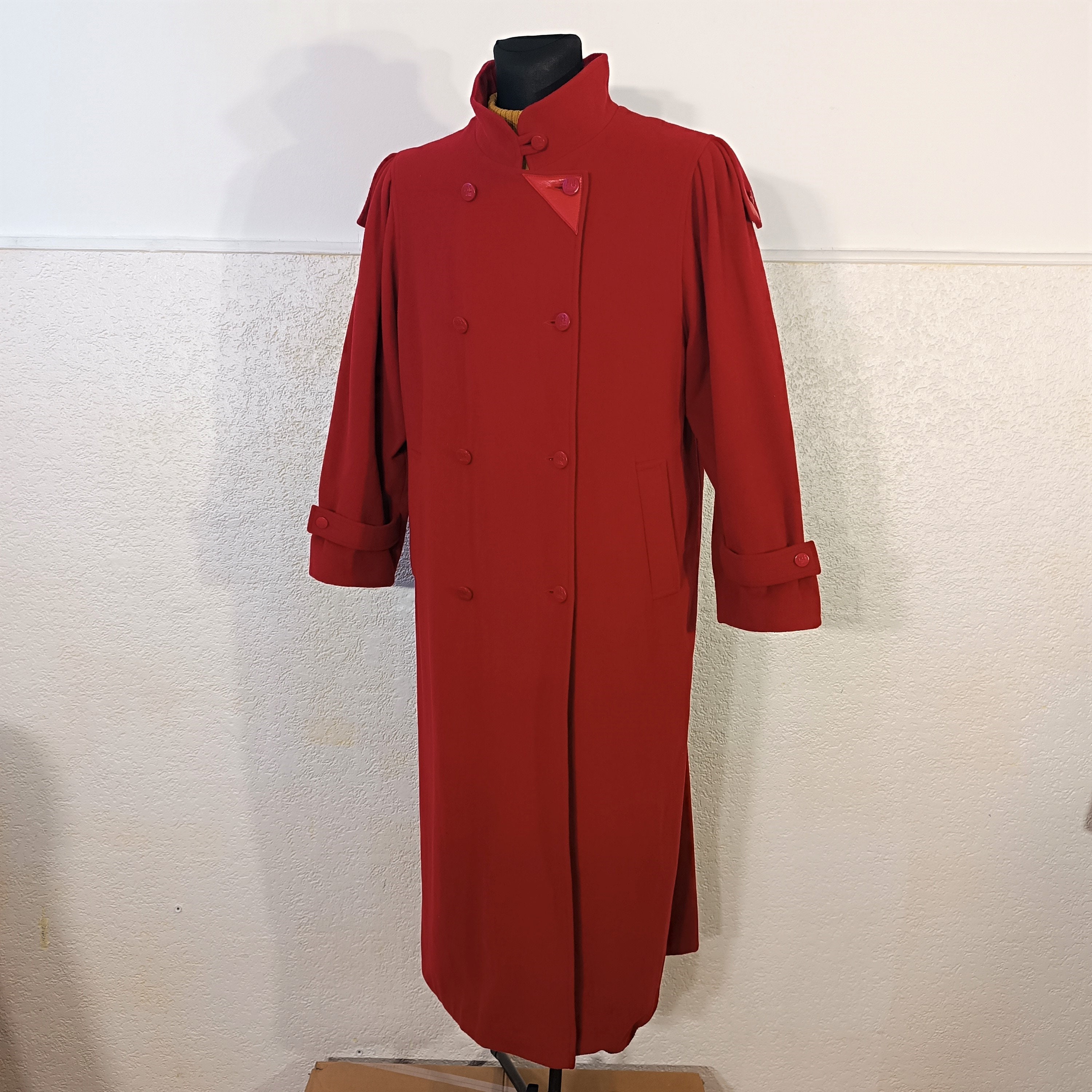 ジャケット・アウター Vintage Double Breasted Wool Long Coat Double Breasted Wool Long Overcoat – Vintage Jacket