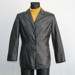 Veste noire en cuir souple en peau d’agneau véritable pour femme GOLDSTEIN Veste gothique en cuir souple noir suédois Veste de moto Femme EU 40 UK 12
