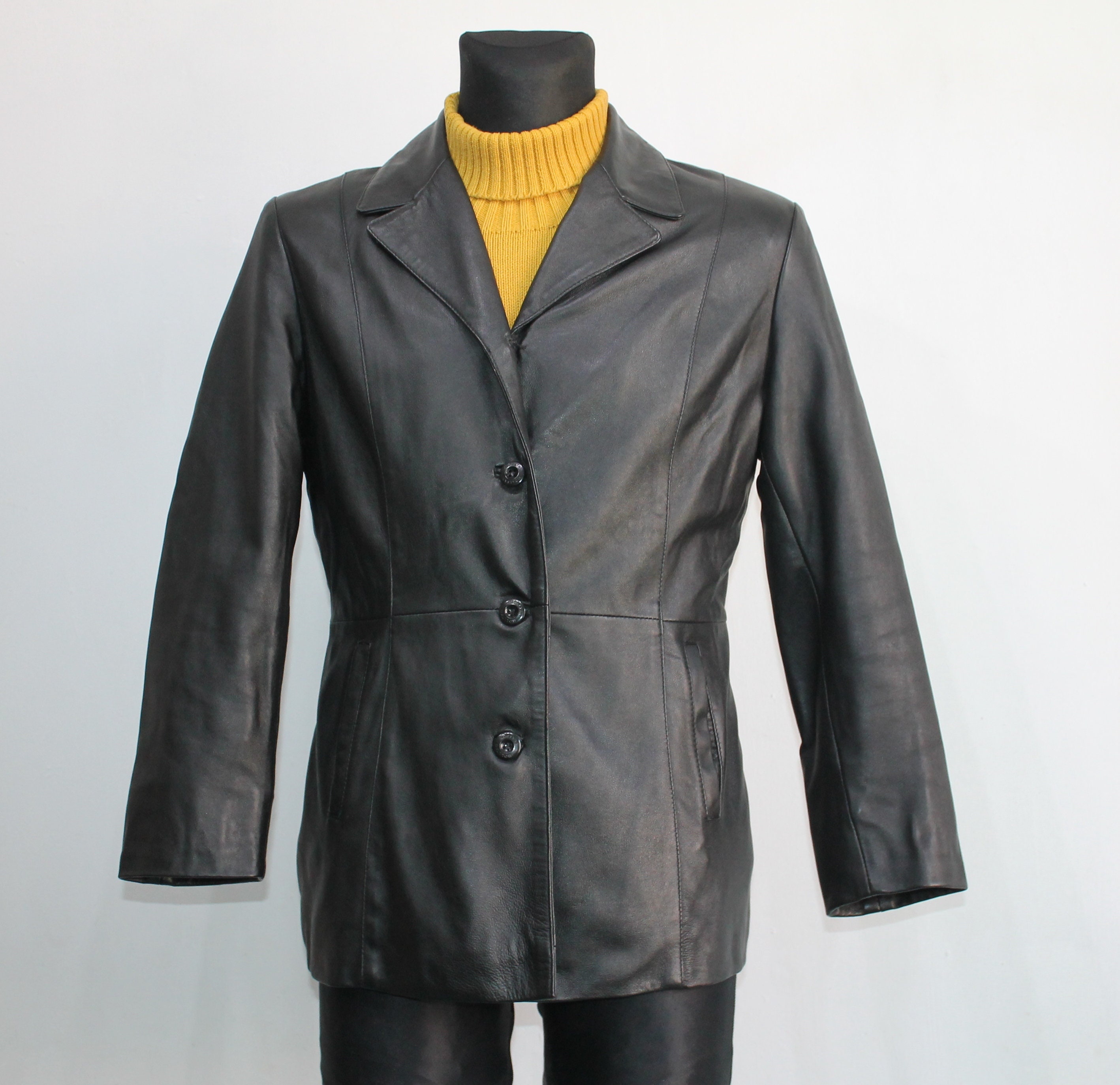 Women's Genuine Lambskin Soft Leather Black Jacket GOLDSTEIN