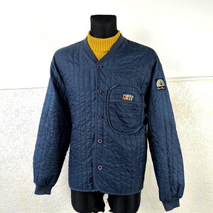 Vintage Thermal Jacket: 70s Navy Quilted Windproof Large Size 54 Outerwear