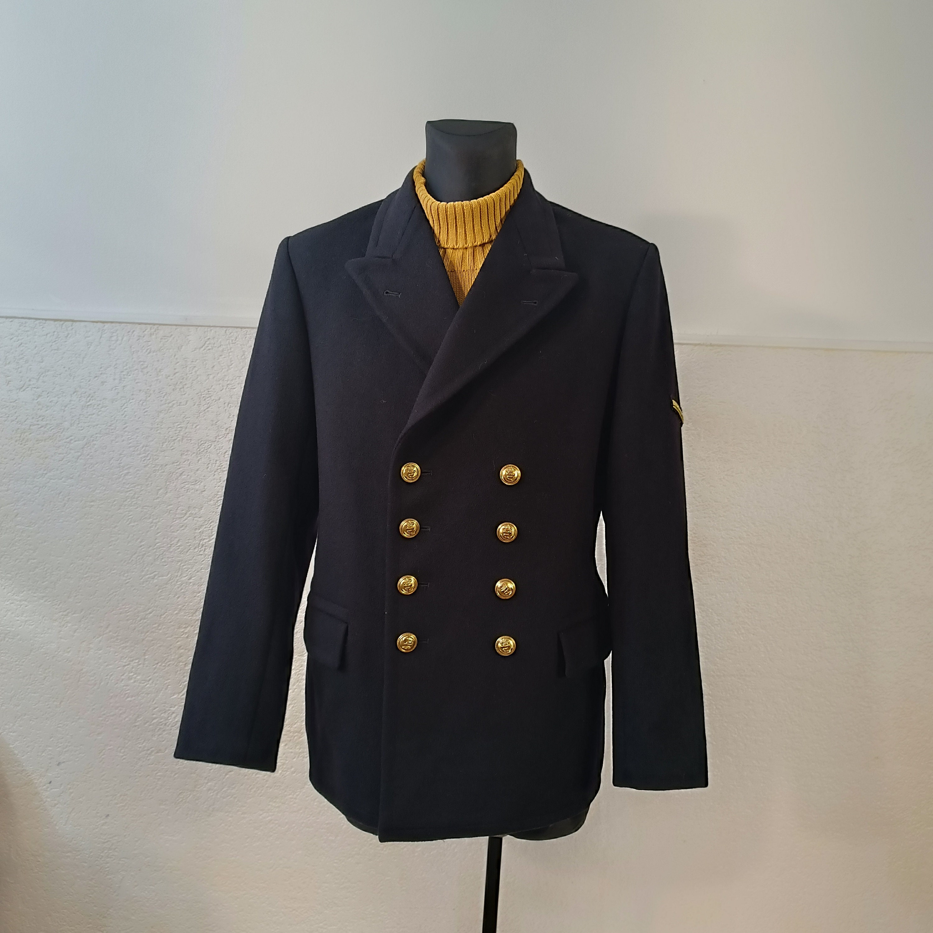 Black peacoat with gold buttons hotsell