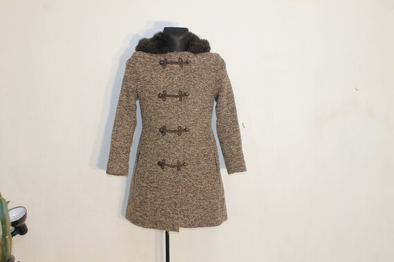 Hooded tweed coat sale