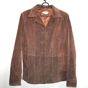 Vintage 70s Jofama Tan Leather Safari Jacket | Women&#39;s Autumn Suede Trench Coat | Medium Brown Travel Blazer