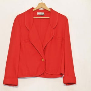 Wool Jacket Red 80s Vintage: Pure Wool Short Trachten Blazer Women’s Small