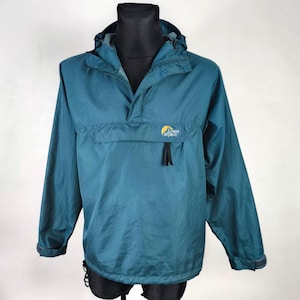 Vintage Lowe Alpine Hooded Anorak - Dark Green Windbreaker for Hiking and Outdoor Sports (Small)