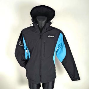 Bergans of Norway Zwart-blauwe jas met capuchon, windjack, softshell, lichtgewicht, waterdicht, maat S