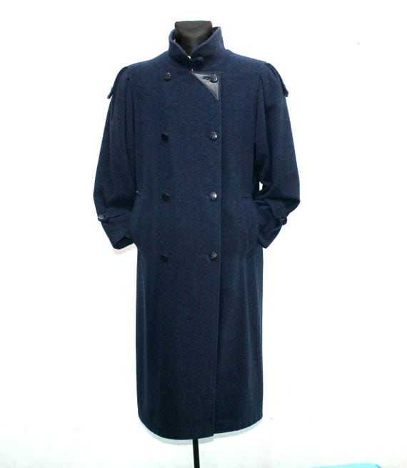 Vintage 1980s Navy Double-breasted Wool Loden Overcoat for Vintage 1980s Navy Double-breasted Wool Loden Overcoat for