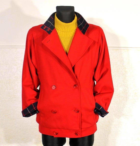 Red Wool Jacket Burberrys Women's Double Breasted Wool Trench Coat