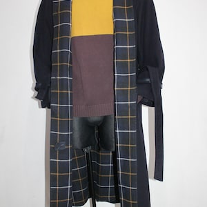 Vintage Tyroler Loden Navy Wool Trench Coat | Women&#39;s Belted Winter Overcoat | Medium Size Greatcoat