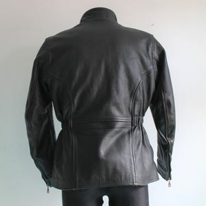 Motorcycle Jacket Women Vintage Cow Leather Black Cafe Racer Size 42 Large