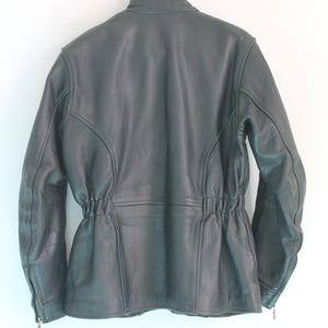 Motorcycle Jacket Women Vintage Cow Leather Black Cafe Racer Size 42 Large