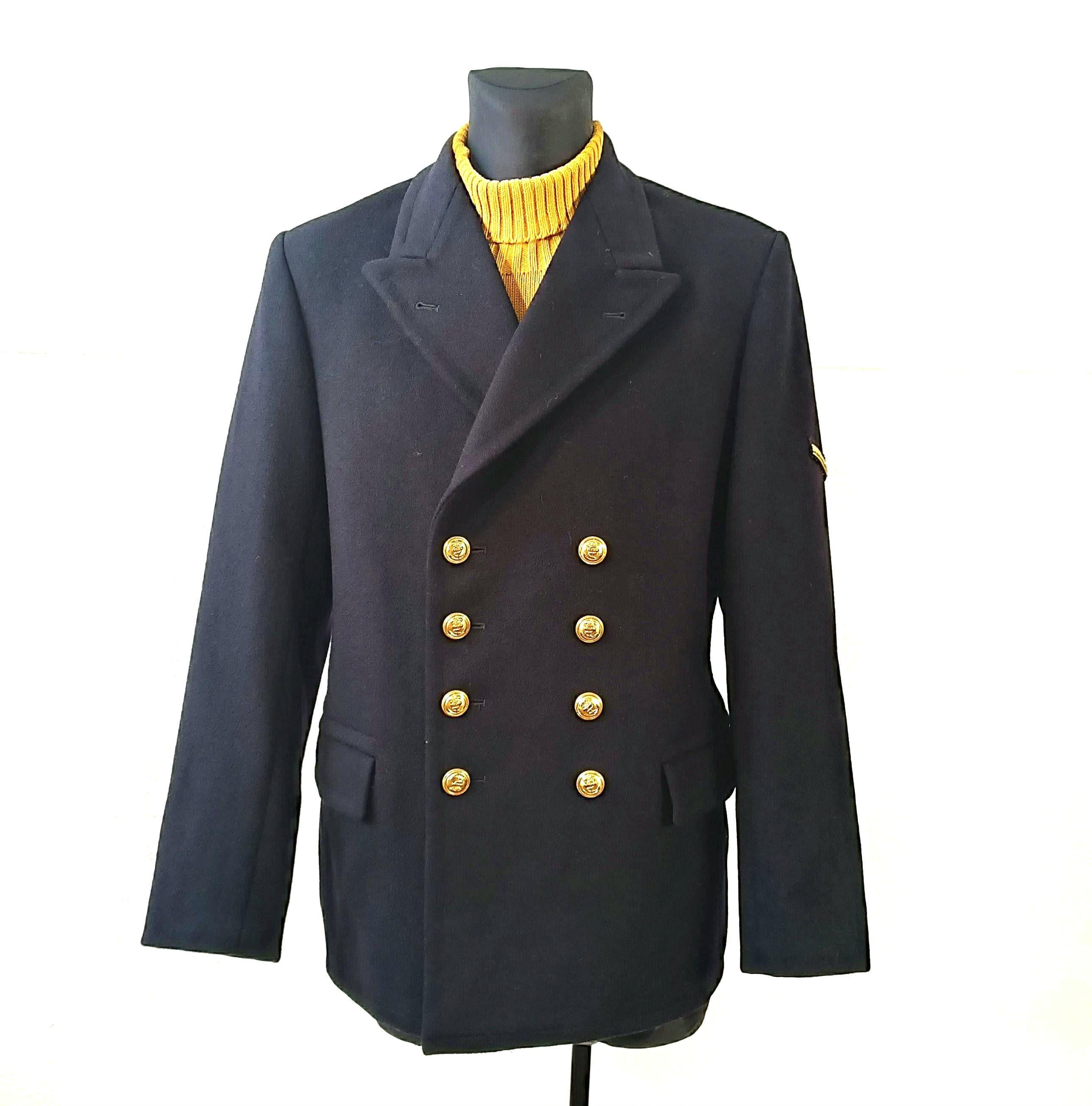 Vintage Swedish Army Black Wool Peacoat | Unisex Double-breasted
