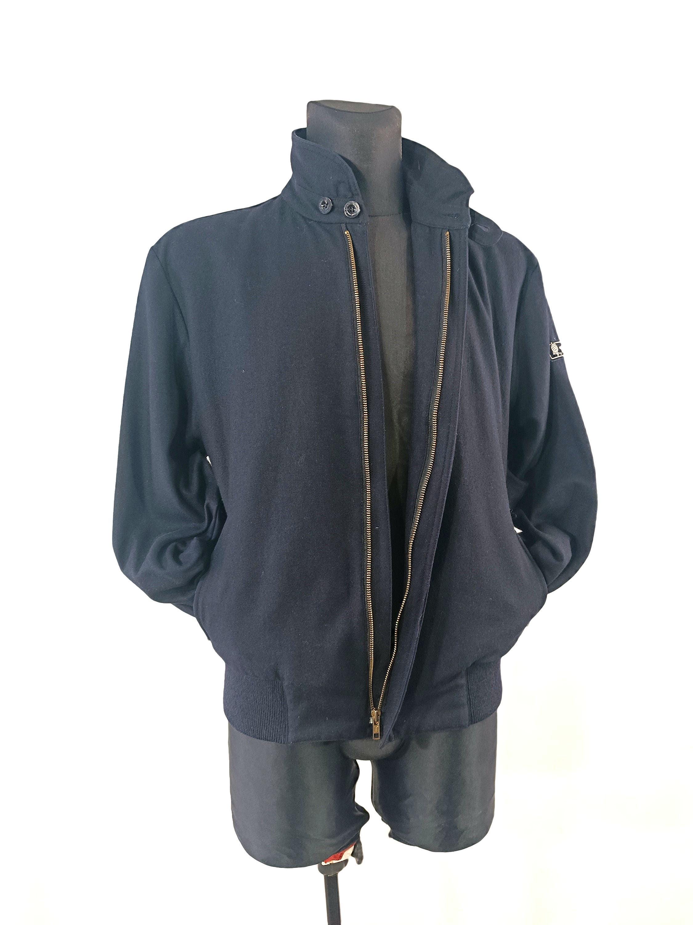 Harrington Jacket, Navy Blue Wool Jacket, Vintage Navy Jacket 