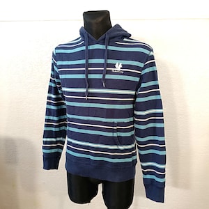 Vintage Moods of Norway Striped Cotton Hoodie - Medium Size Norwegian Hooded Sweatshirt Jacket