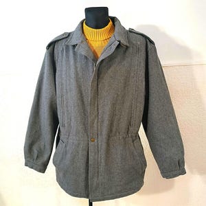 Vintage Finnish Boiled Wool Bomber Jacket - Minimalist Y2K Harrington Style for Men, Large Size, Gray