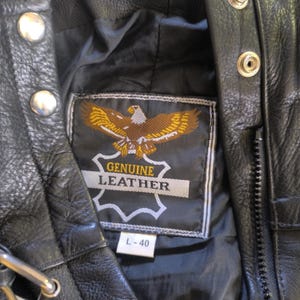 Black Biker Overalls Women Vintage Leather Pants, Black High-Waist Motorcycle Style, 40 Large Size