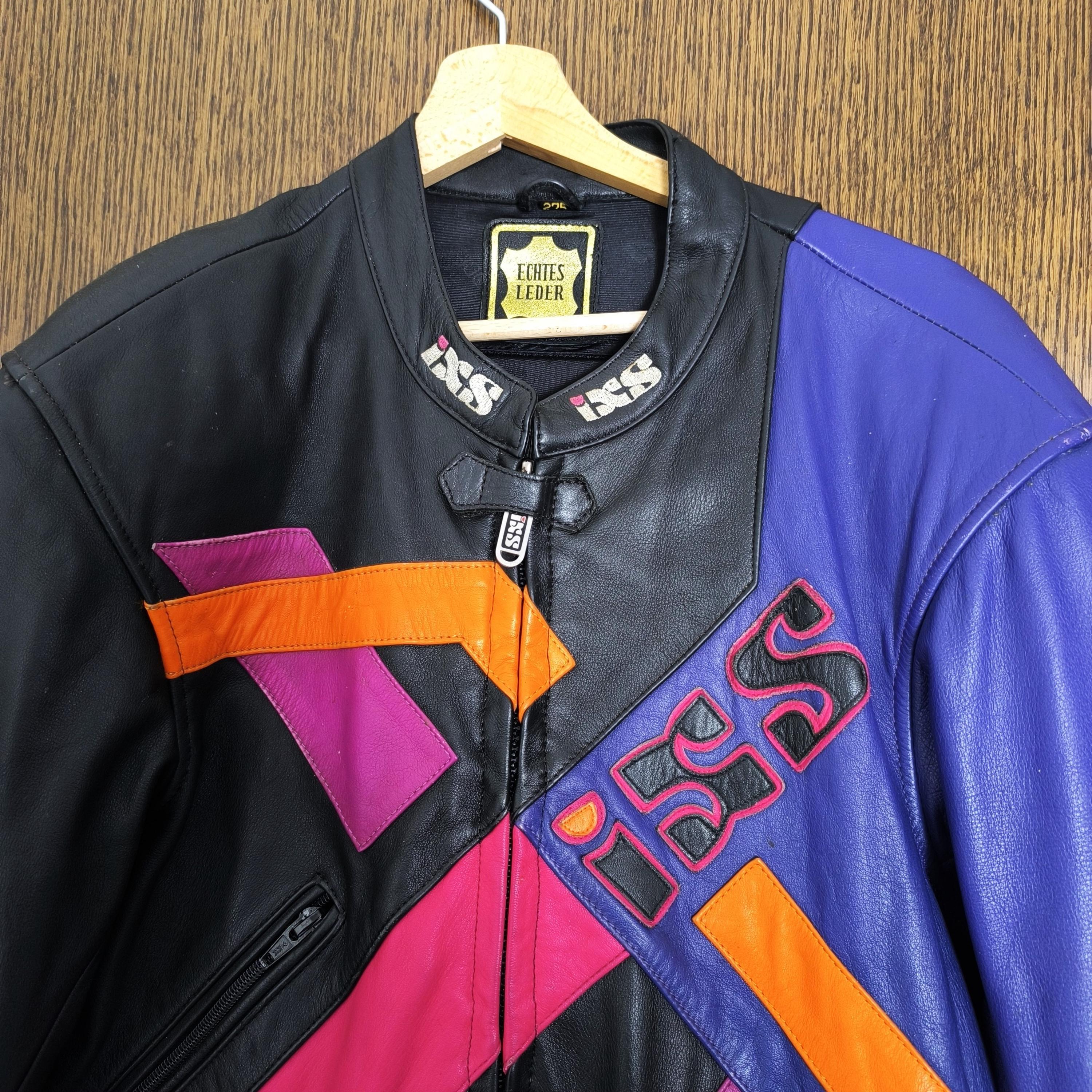 IXS Leather Suit Vintage 80s Two-piece Colorful Motorcycle Racing