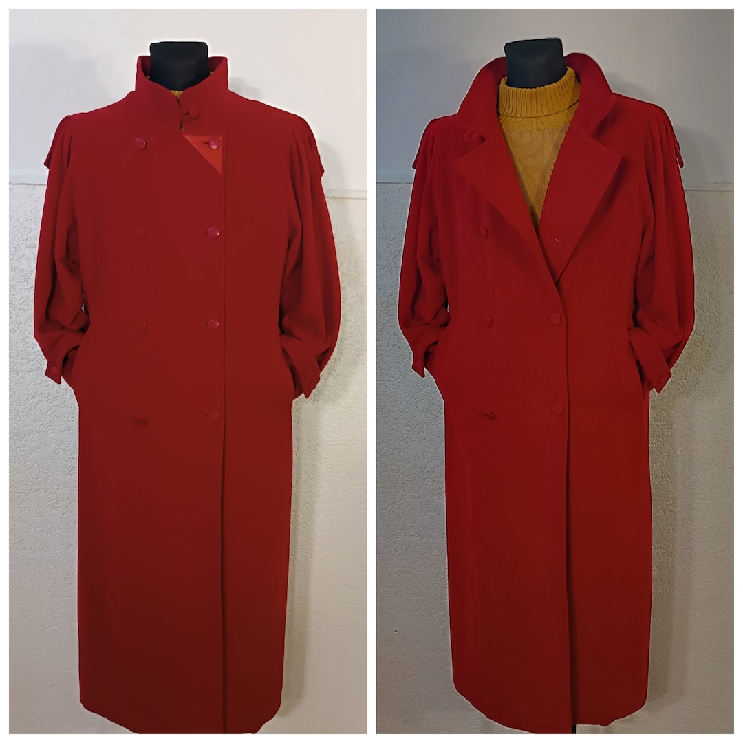 Red Crest-Detail Coat
