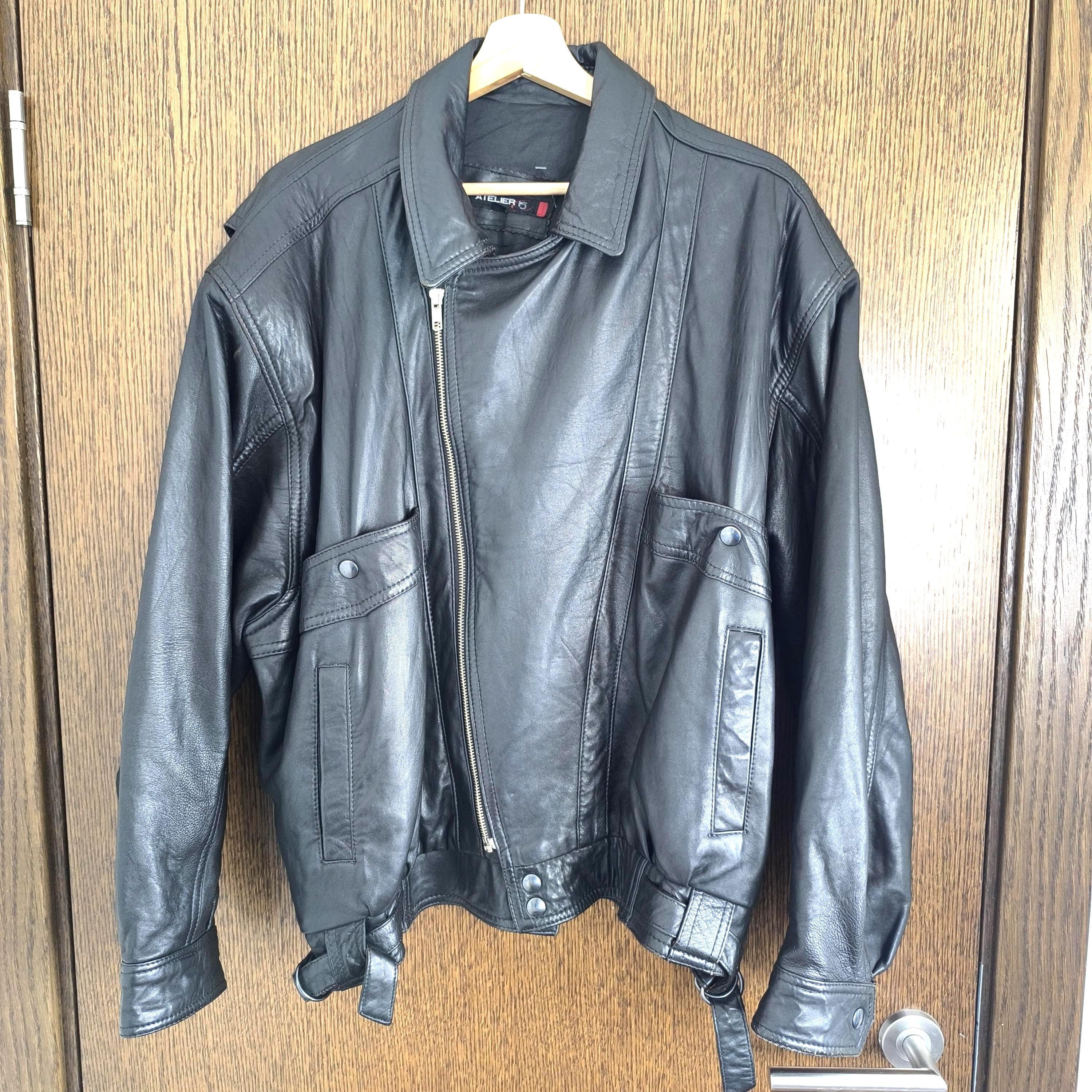 Vintage Black Sheepskin Leather Motorcycle Jacket for Women