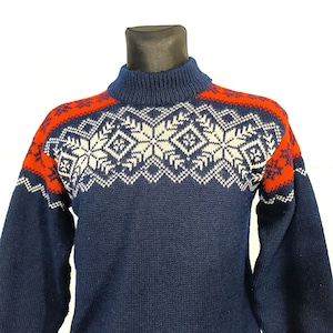 Maglione vintage in lana Fair Isle blu navy di Dale of Norway - Maglieria norvegese islandese, taglia M, stile Y2K