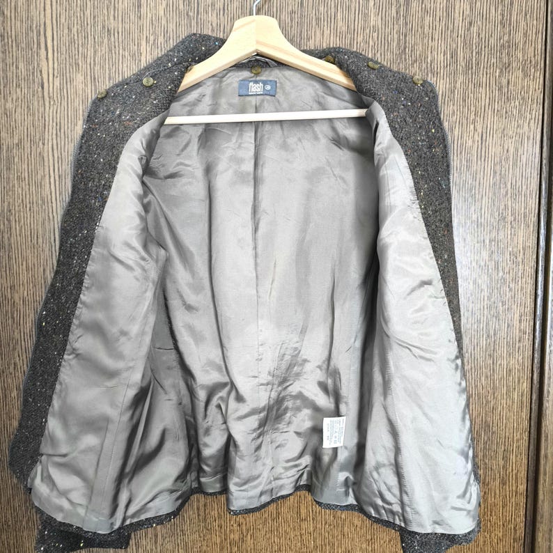 Vintage 70s Brown Donegal Tweed Wool Zip Jacket - Retro Women's Small Outerwear