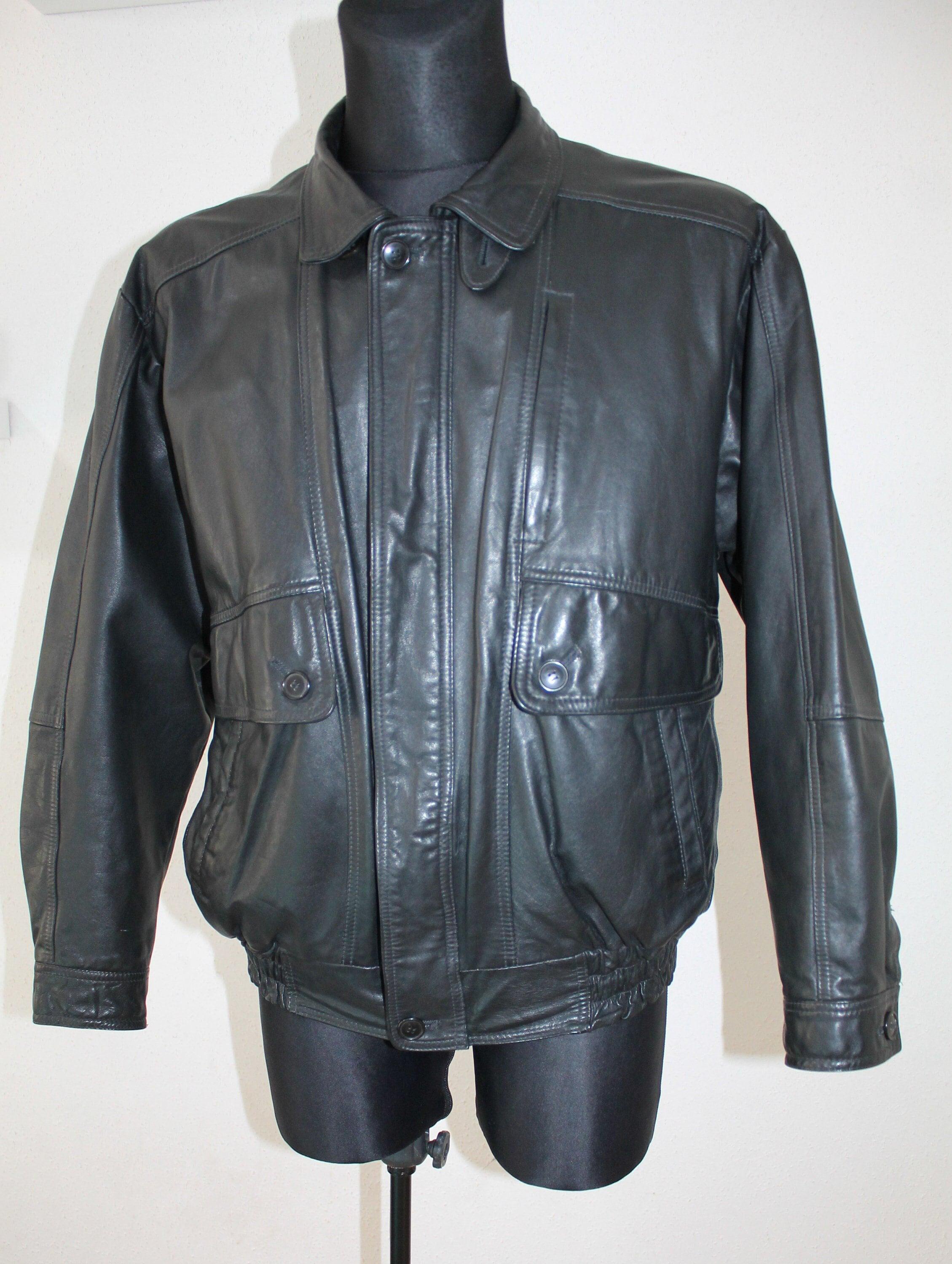 ジャケット・アウター 1970s mabrun Black Leather Bomber Jacket Leather Bomber Jacket Vintage: 70s Brown Medium Aviator Motorcycle