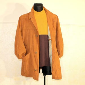 Vintage Bugatti Safari Jacket for Men - Tan Brown Minimalist Trench Coat, Casual Outerwear, Medium Size