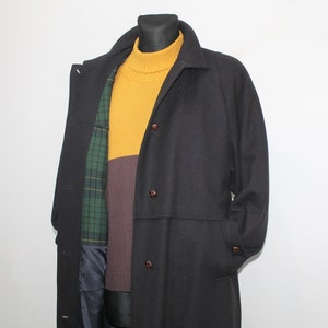 Wollmantel Damen Tartan, Bayrischer Loden, Österreichischer Loden, Schwarzer Wollmantel KOLBY, 80er Vintage Tiroler Loden, Winter Overcoat Größe Groß Bild 1