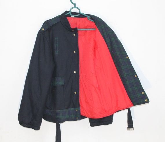 80s Vintage Womens Varsity Wool Belted Jacket Coa… - image 5