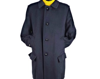 Alpen Loden Wool Coat, Mens Austrian Wool Jacket, 80s Black