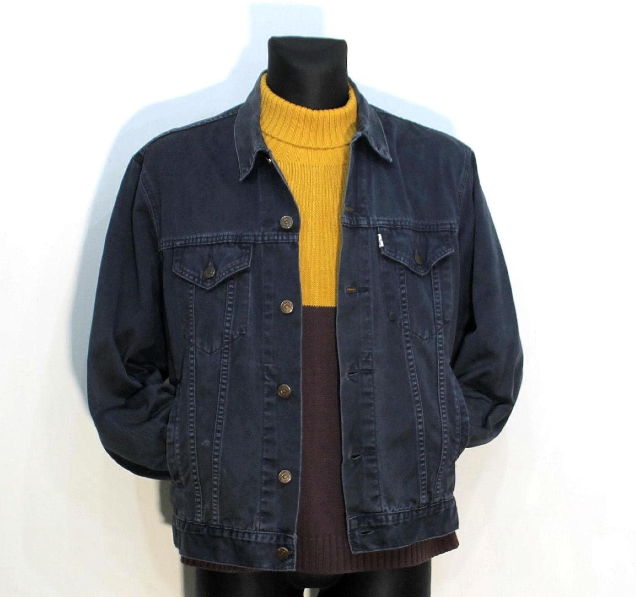 Levis Denim Jacket White Tag 70503 Navy Cropped Cotton Size M - Etsy