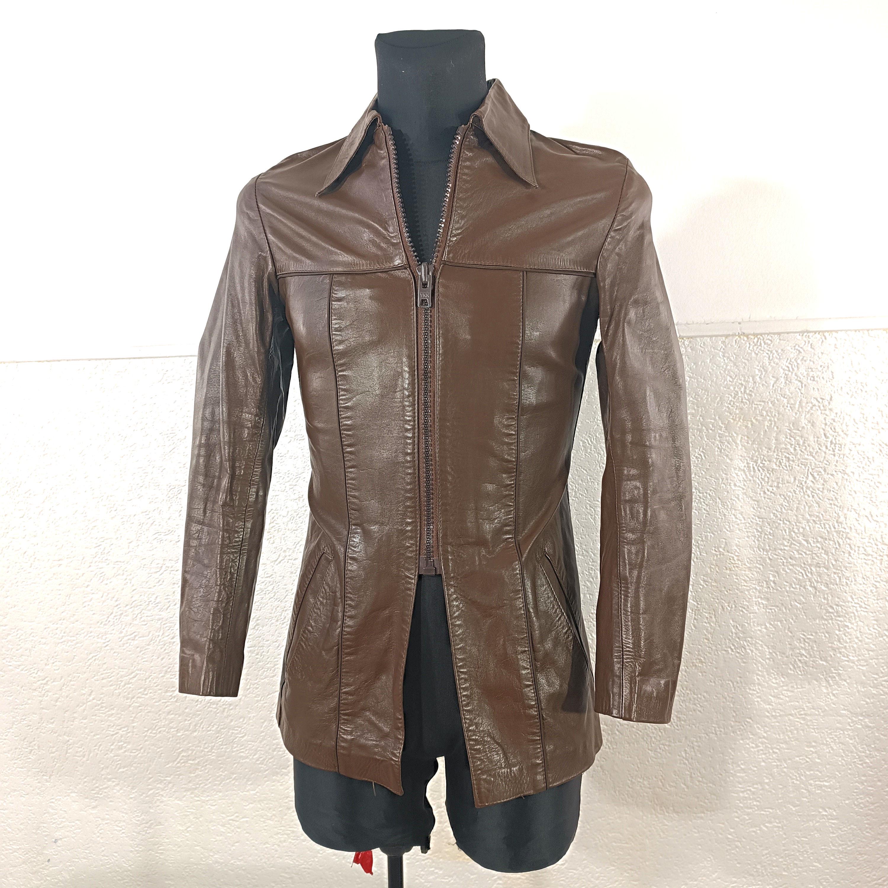 ジャケット・アウター 70s Vintage Leather Jacket 70s Vintage Brown Leather Jacket Unisex, Leather Safari