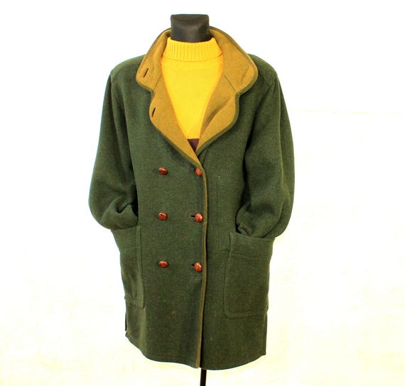 Loden Coat Women, SCHNEIDERS, Wool Overcoat, Green Coat