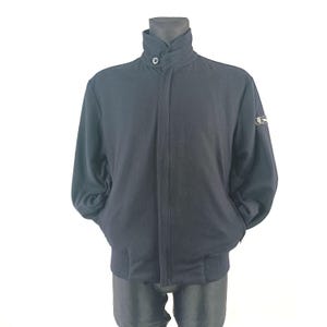 Giacca Harrington vintage in lana blu navy - Capispalla casual con cerniera Urban Yachting da uomo, taglia M