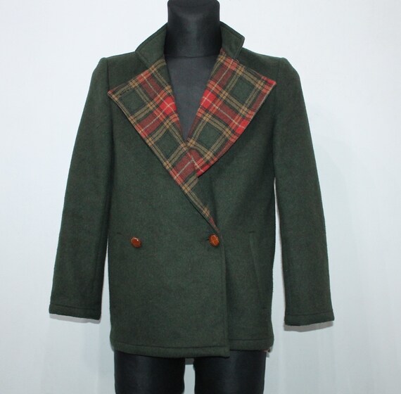 Womens green top wool peacoat