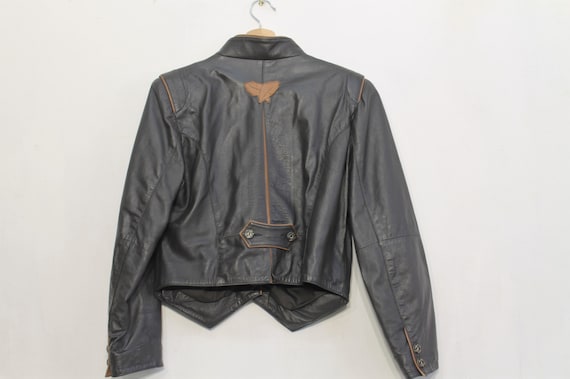 90s vintage short leather jacket （ M ）