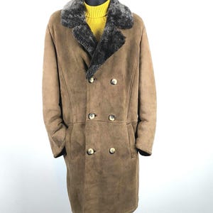 ジャケット・アウター vintage wool double chester coat brown L Mens Wool Coat Jacket Lapel Style Collar Vintage Blouson Winter