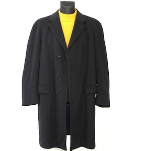 Vintage 80er Navy Reine Wolle Oversized Herren Winter Overcoat, Groß - Boyfriend Geschenk, Crombie Style
