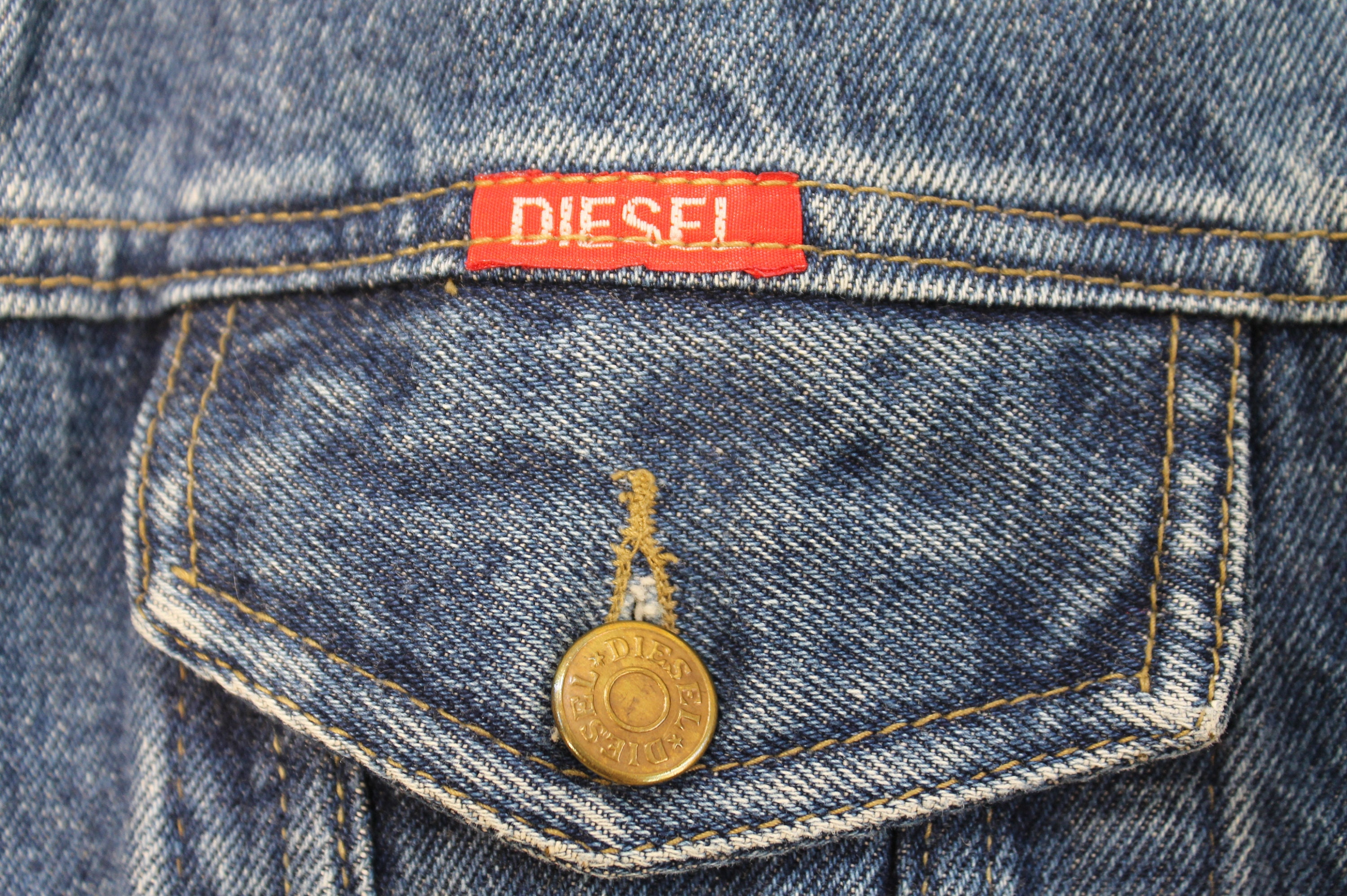 ジャケット・アウター VINTAGE DIESEL TRUCKER JACKET Vintage 90s Diesel Denim Trucker Jacket - Mid Blue, Silver