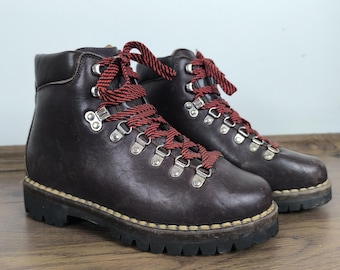 Bottes Raichle Vintage Cuir Montagne Randonnée - Taille US 6.5 - Très Bon état - Suisse