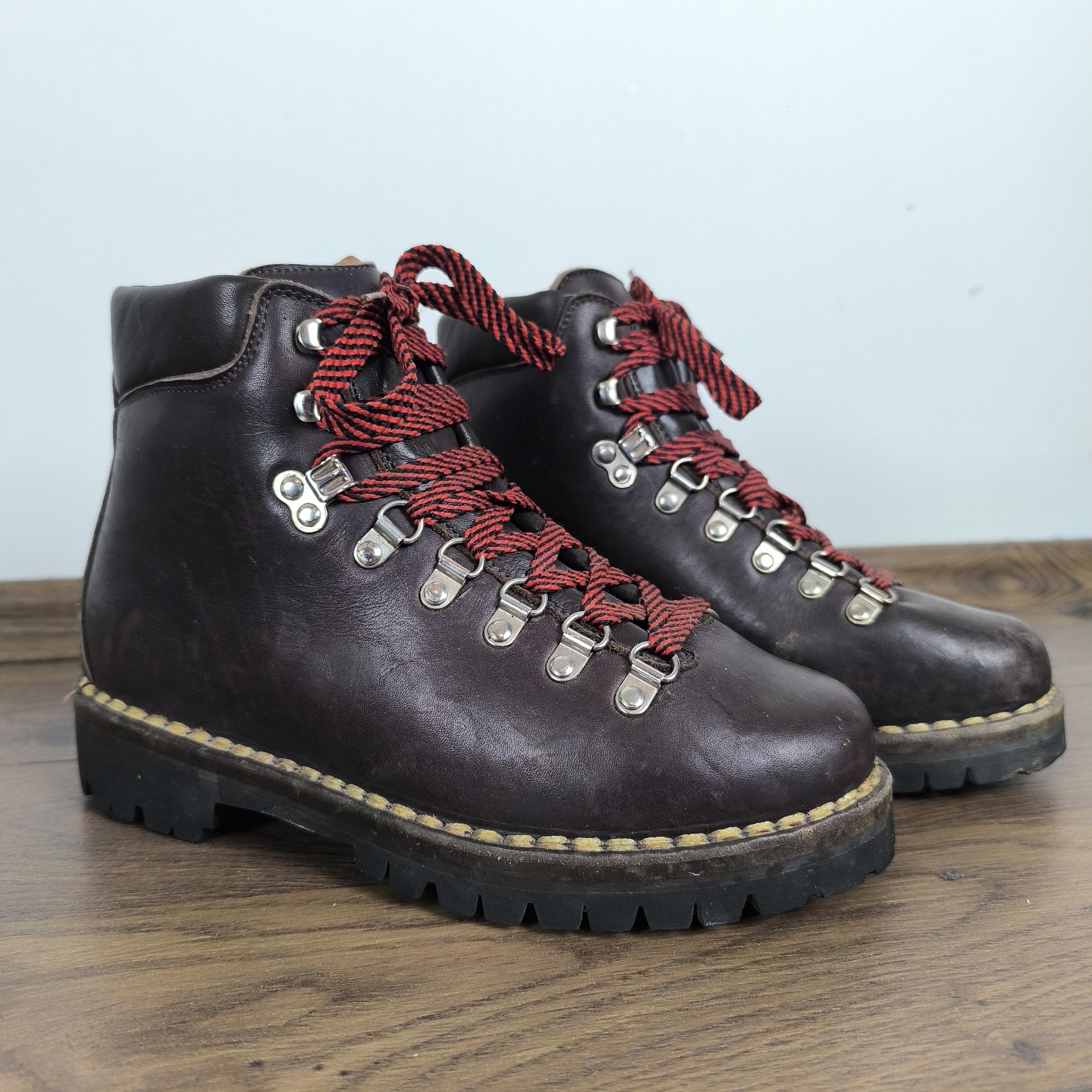 Vintage Brown Leather Hiking Boots | EU 38 Alpine Lace-up Mountain