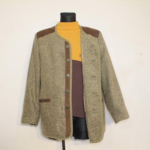 Vintage-inspired Austrian Trachten Blazer: Boho Corduroy Jacket with Patches for Women&#39;s Dirndl Dress