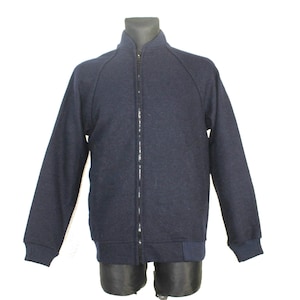 Vintage Finnish Navy Boiled Wool Bomber Jacket - Deadstock Waterproof Minimalist Men&#39;s Large