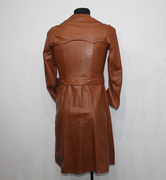 1970s Leather Trench Coat Double Breasted Medium Gothic Steampunk