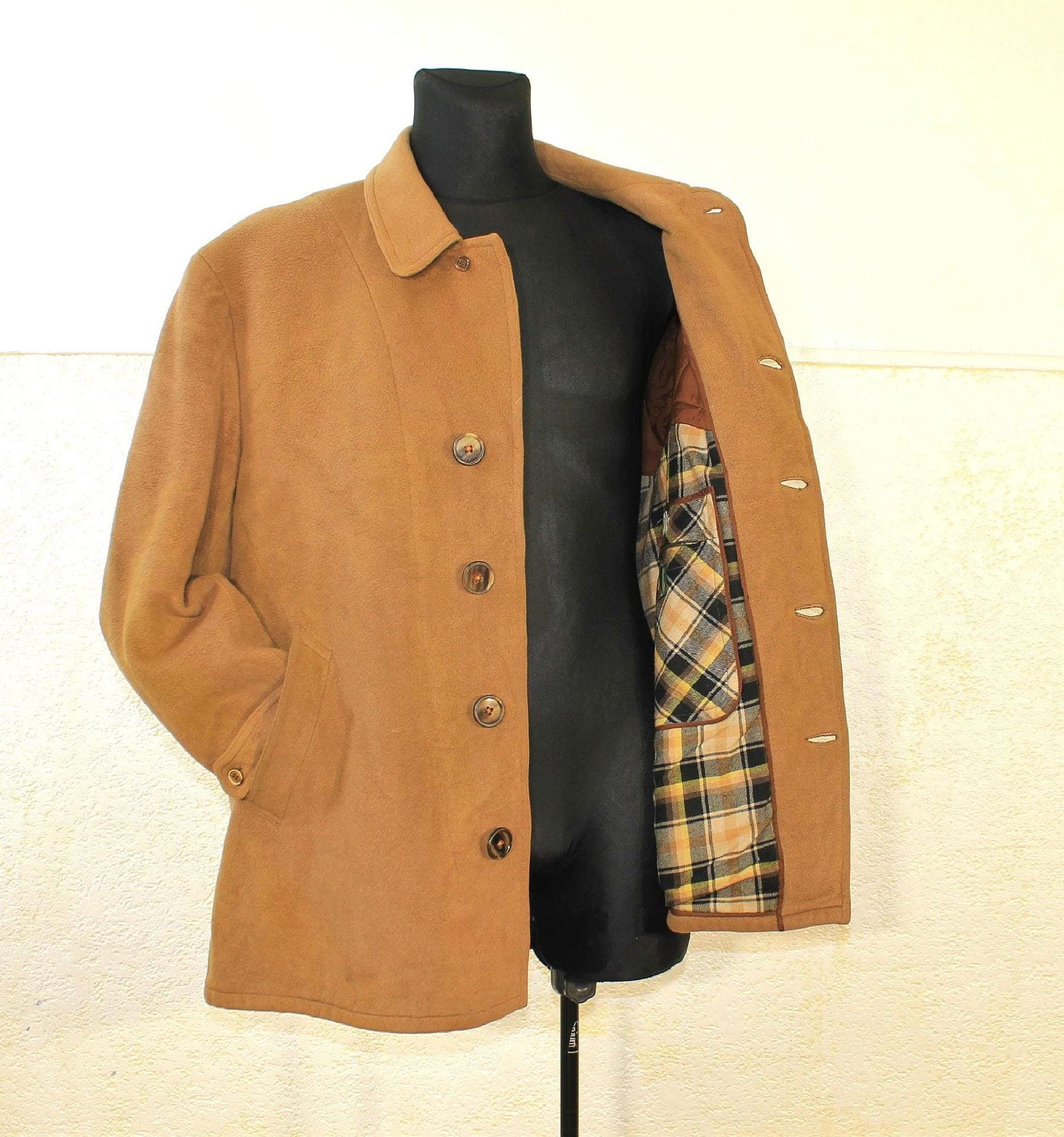Buy Short Wool Coat Brown Men: Vintage Italian Car Coat With