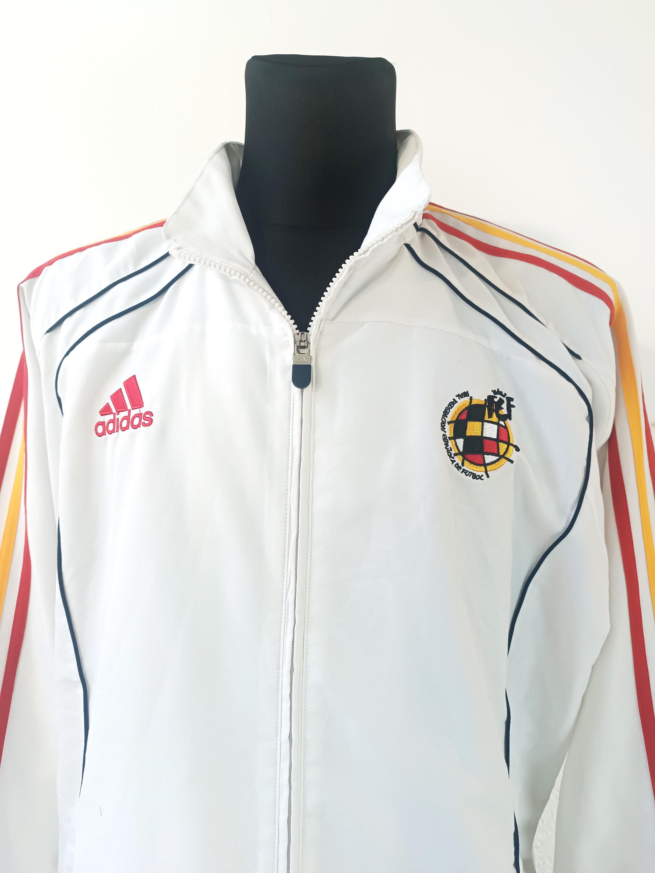 Spain Track Jacket XL: Adidas Vintage Red Football Sportswear